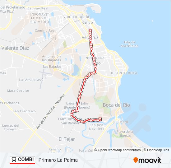 Mapa de COMBI de autobús