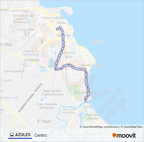 AZULES Bus Line Map