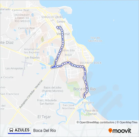 AZULES Bus Line Map