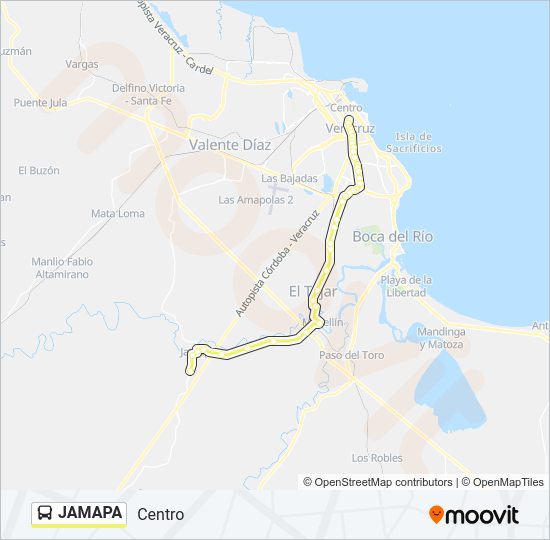Mapa de JAMAPA de autobús