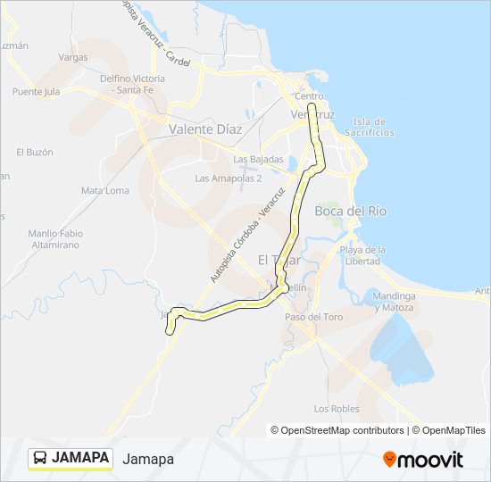 Mapa de JAMAPA de autobús