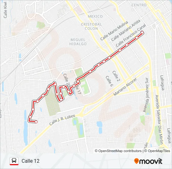 CALLE 12 Bus Line Map