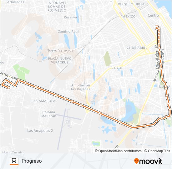 PROGRESO Bus Line Map