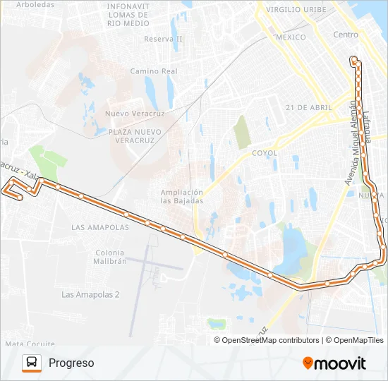 Mapa de PROGRESO de autobús
