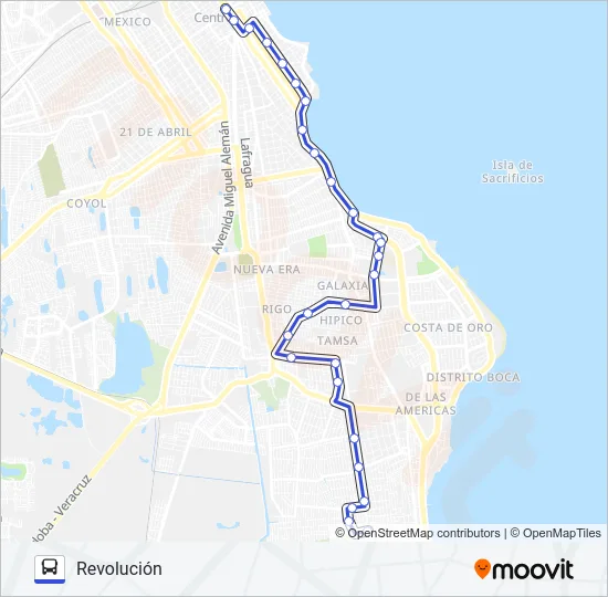 REVOLUCIÓN Bus Line Map