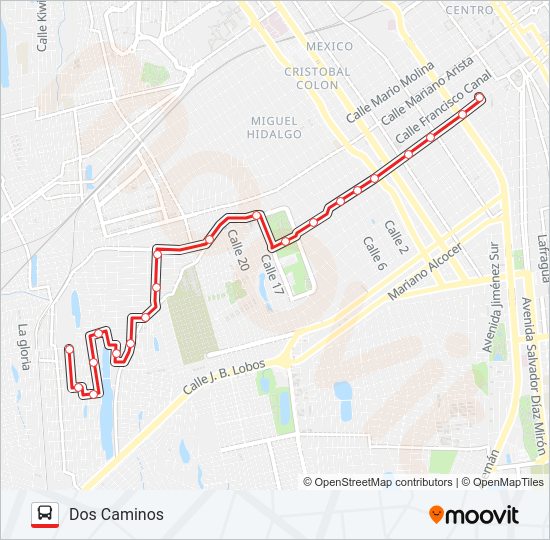 DOS CAMINOS Bus Line Map