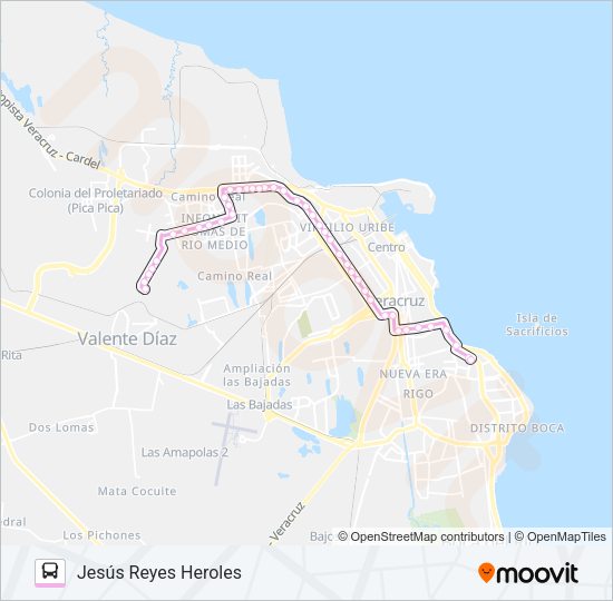 Mapa de BOLÍVAR ROSA de autobús