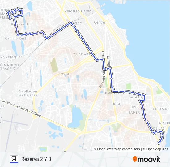 RESERVA 2 Y 3 Bus Line Map