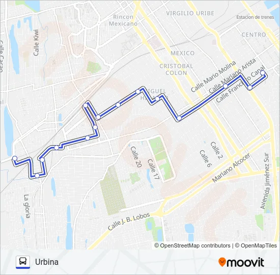 VERGEL - URBINA Bus Line Map