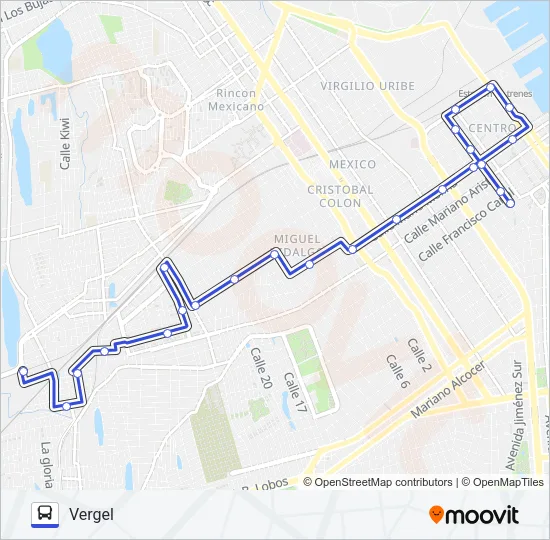 VERGEL - URBINA Bus Line Map