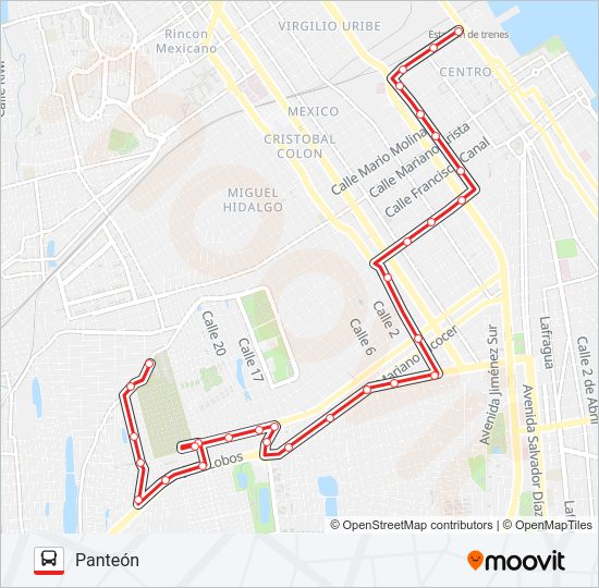 Mapa de PANTEÓN - JARDÍN de autobús