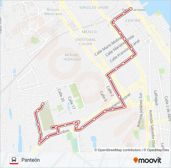 PANTEÓN - JARDÍN Bus Line Map