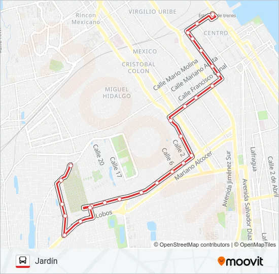 PANTEÓN - JARDÍN Bus Line Map