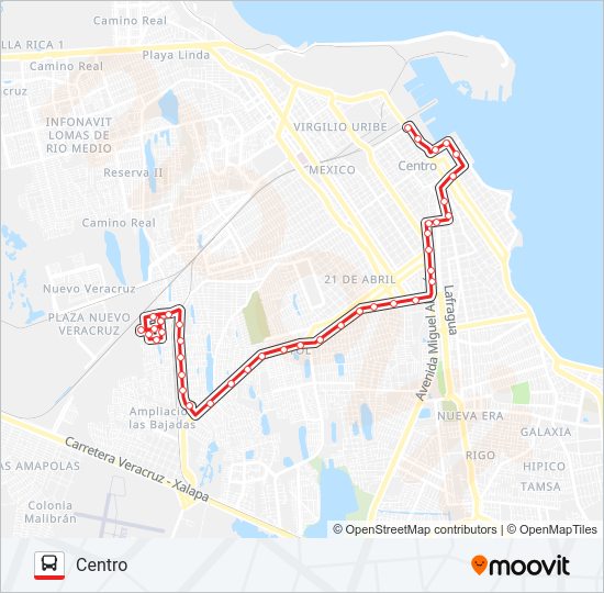 Mapa de POCHOTA - CENTRO de autobús
