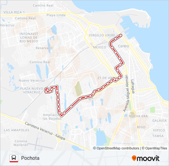 Mapa de POCHOTA - CENTRO de autobús