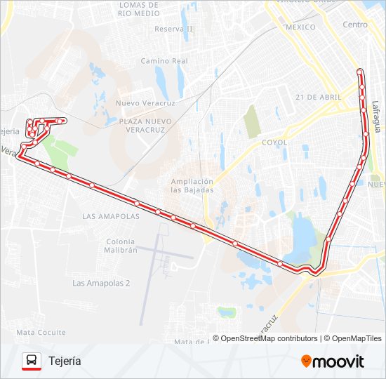 TEJERÍA - PUENTE bus Line Map