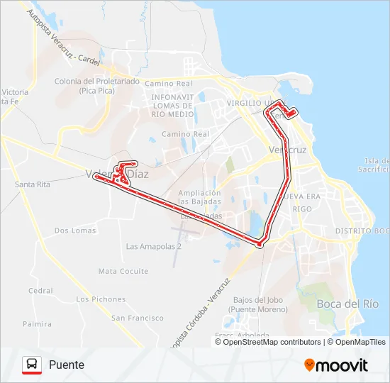 TEJERÍA - PUENTE Bus Line Map