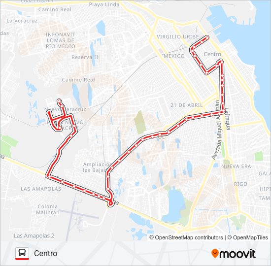BAJADAS -  CENTRO Bus Line Map
