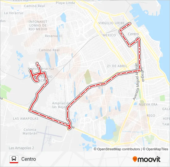BAJADAS -  CENTRO Bus Line Map