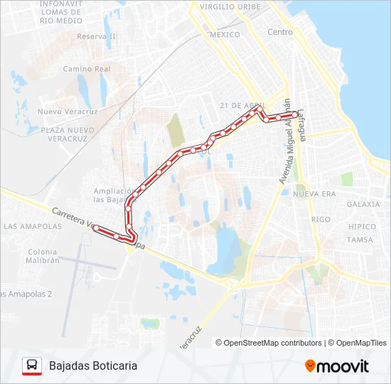 Mapa de BAJADAS BOTICARIA de autobús