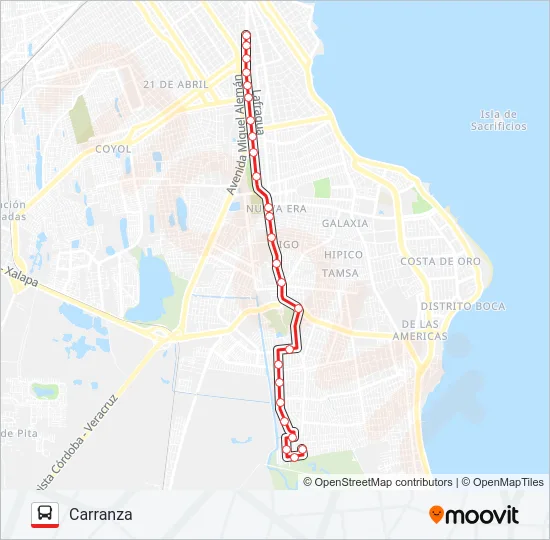 CARRANZA - SEDENA Bus Line Map