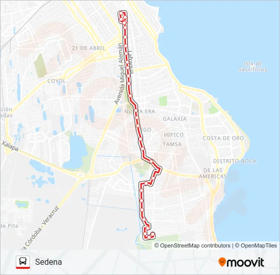 CARRANZA - SEDENA Bus Line Map
