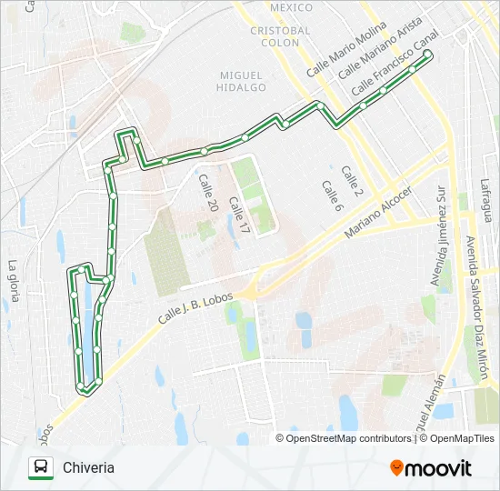 CHIVERIA - LAGUNA Bus Line Map