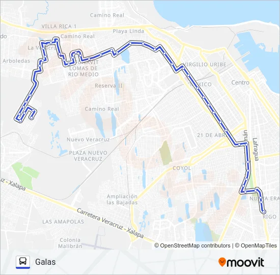 GALAS - MATAMOROS Bus Line Map