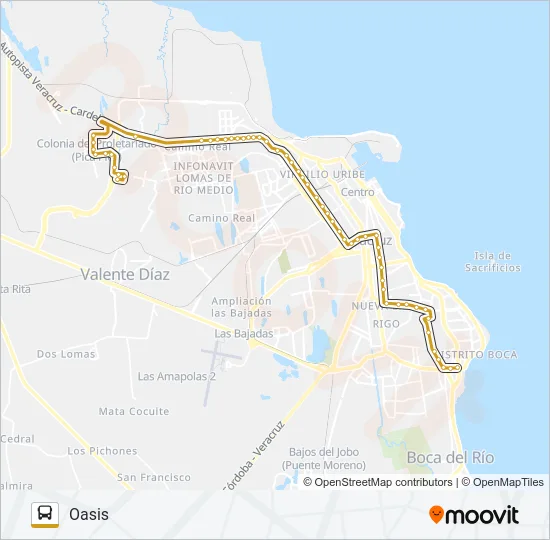 NORTE SUR - OASIS Bus Line Map