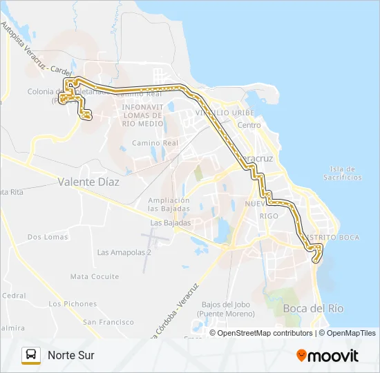 NORTE SUR - OASIS Bus Line Map