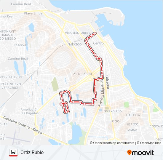 ORTIZ RUBIO - SUR Bus Line Map