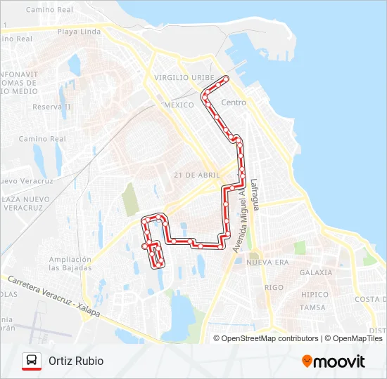 ORTIZ RUBIO - SUR Bus Line Map