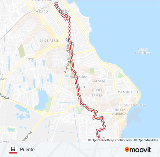 Mapa de PALMITAS - PUENTE de autobús