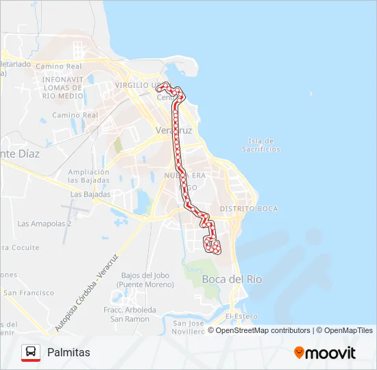 PALMITAS - PUENTE Bus Line Map