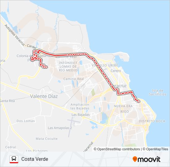 Mapa de BOLÍVAR CAMPANARIO de autobús