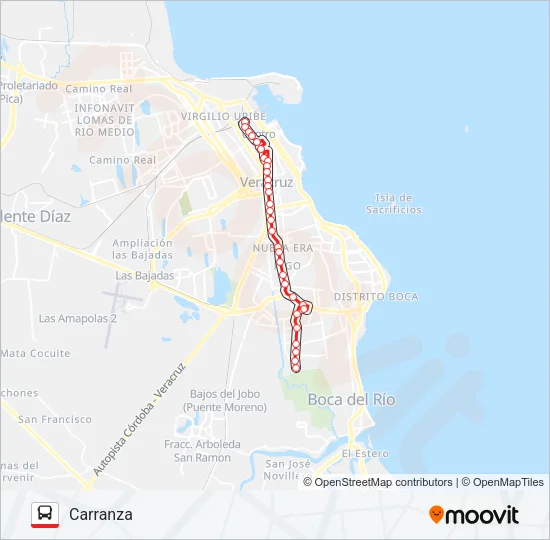 CARRANZA -  PUENTE Bus Line Map