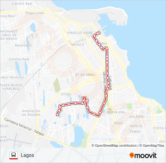 DÍAZ MIRÓN - LAGOS Bus Line Map