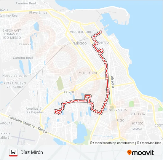 DÍAZ MIRÓN - LAGOS Bus Line Map