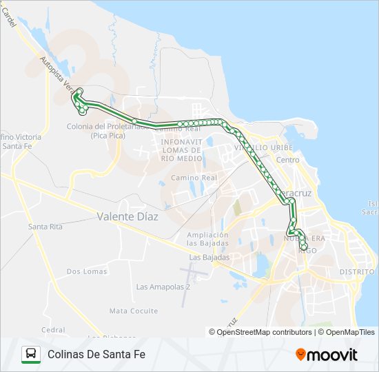 Mapa de COLINAS DE SANTA FE de autobús