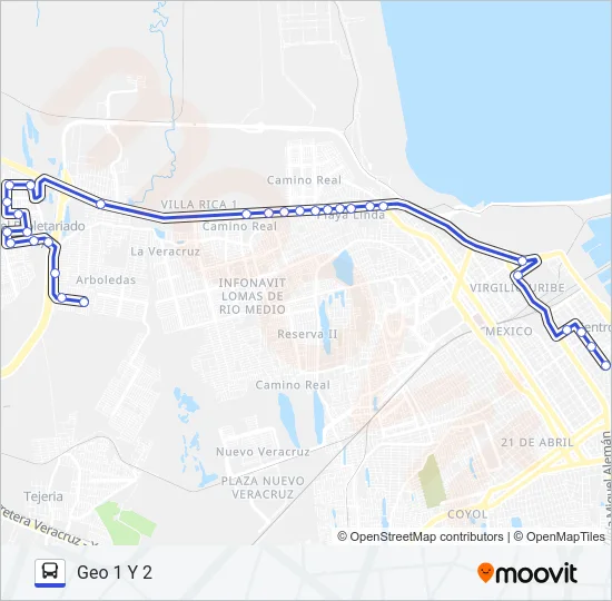 COSTERA - GEO 1 Y 2 Bus Line Map