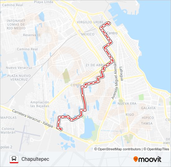 Mapa de CHAPULTEPEC - CENTRO de autobús