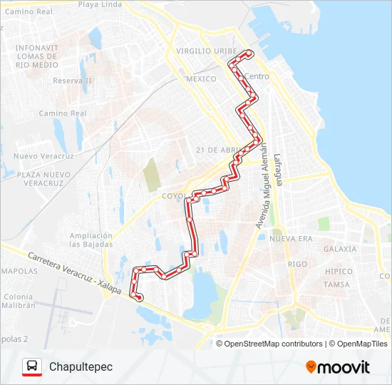 CHAPULTEPEC - CENTRO Bus Line Map