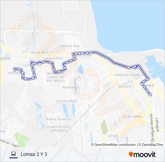 Mapa de COSTERA - LOMAS 2 Y 3 de autobús