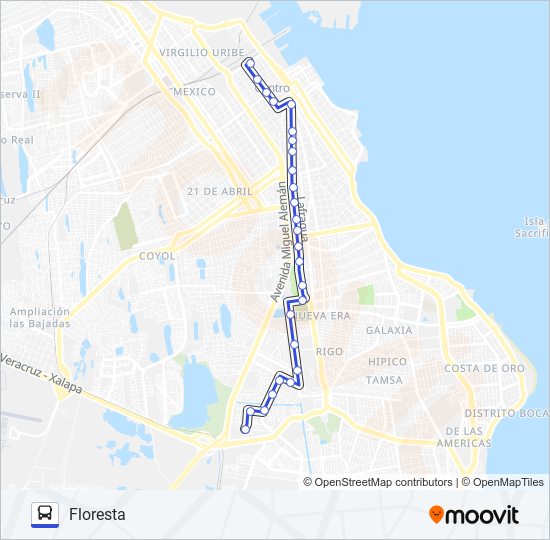 DÍAZ MIRÓN - FLORESTA bus Line Map