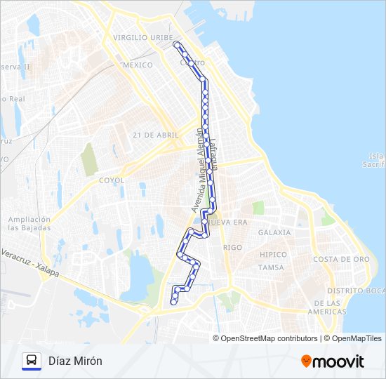 DÍAZ MIRÓN - FLORESTA bus Line Map