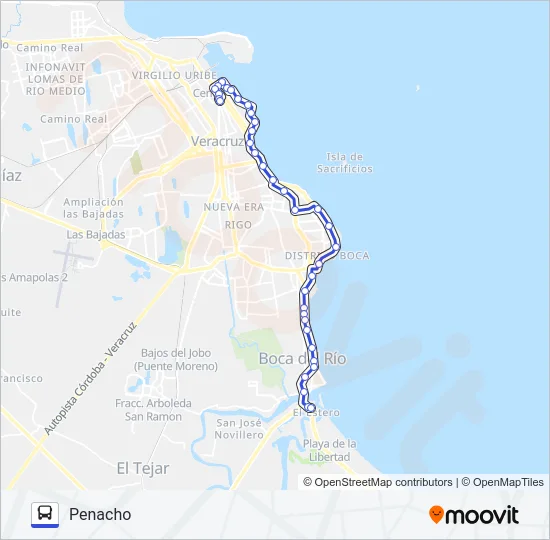 Mapa de BOCA DEL RÍO - PENACHO de autobús