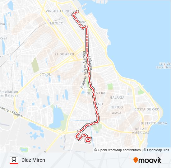 Mapa de DÍAZ MIRÓN - LAS VEGAS de autobús