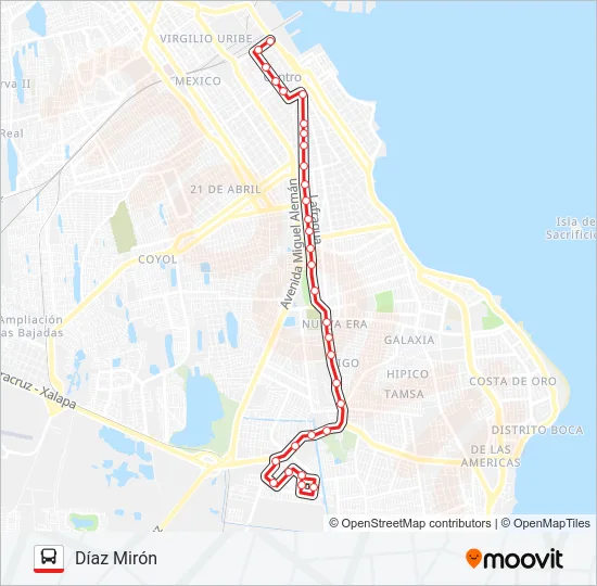 DÍAZ MIRÓN - LAS VEGAS Bus Line Map
