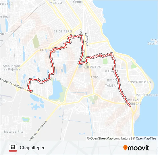 CHAPULTEPEC -  AMÉRICAS Bus Line Map