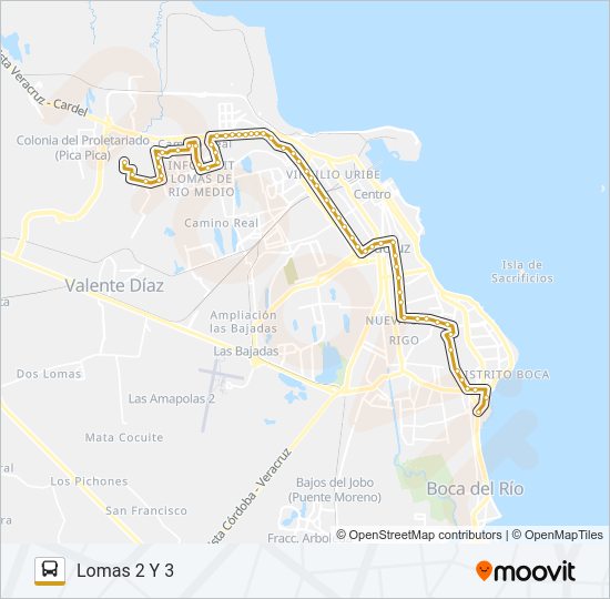 Mapa de NORTE SUR - LOMAS 2 Y 3 de autobús